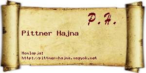 Pittner Hajna névjegykártya